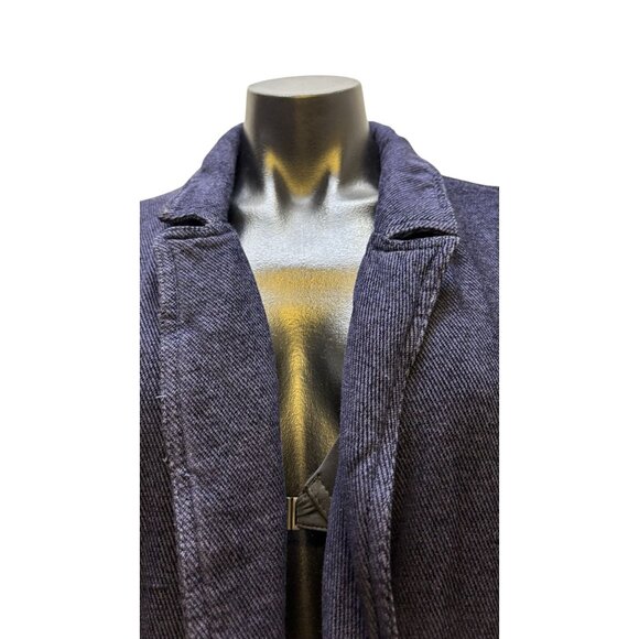 Free People Navy Long Double-Breasted Coat With Gold Buttons Size L - Picture 5 of 10